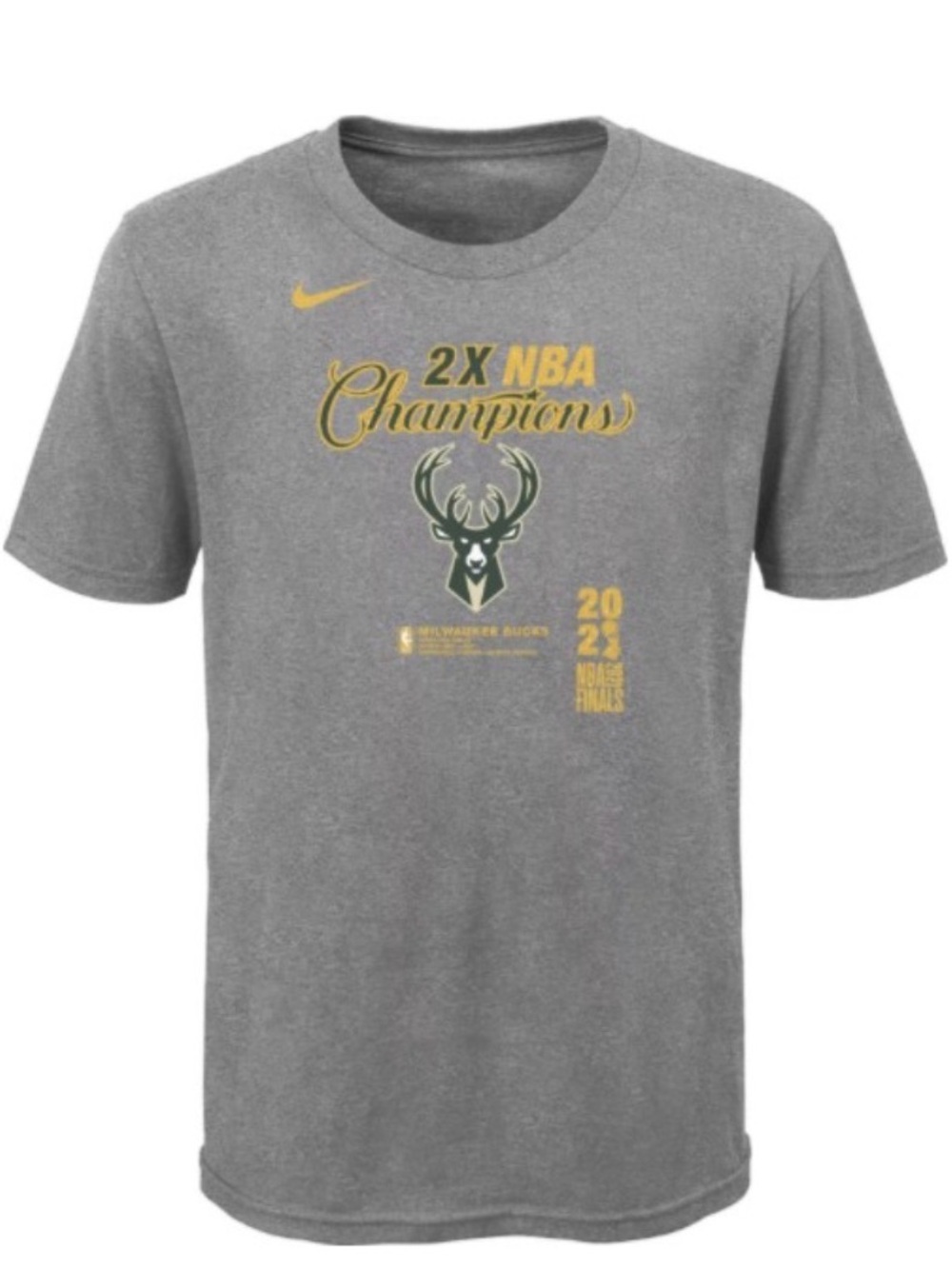 Nike Milwaukee Bucks 2021 NBA Finals Champions locker room t-shirt in gray